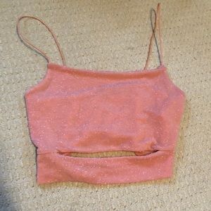 plt sparkly pink crop top